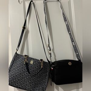 Bundle Tommy Hilfiger Bags Monogram Black and White Crossbody + Navy blue purse